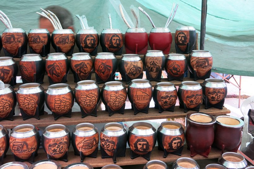 Drinking mate cups at market by Authentic Food Quest