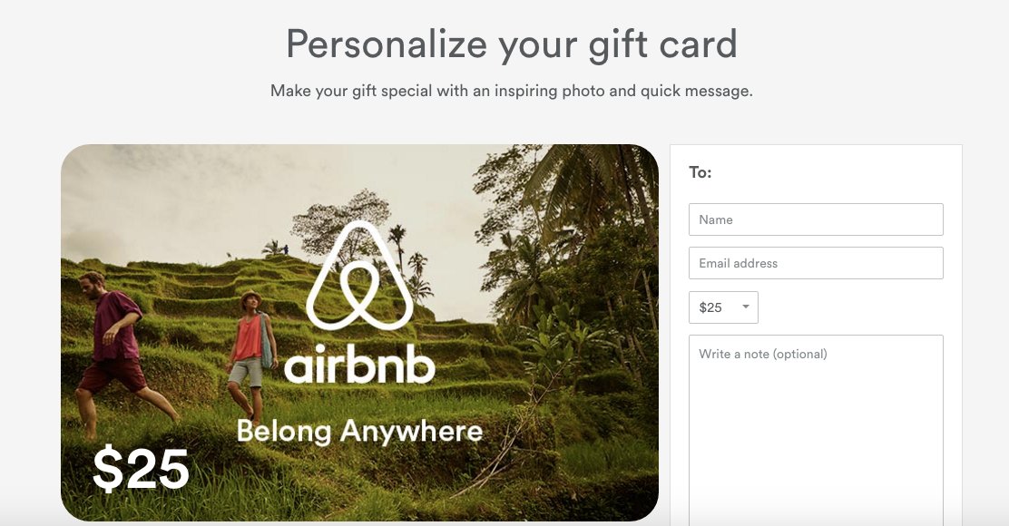 Airbnb gift card for foodie travelers
