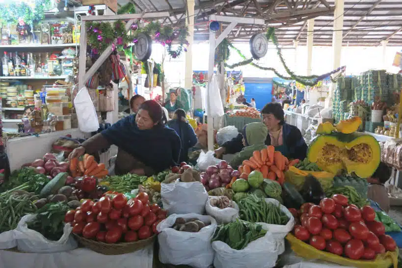 Vegetable Stands San Pedro Market Cusco by Authentic Food Quest