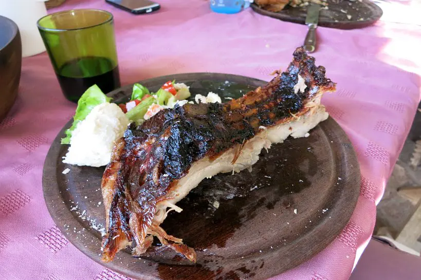 Argentinian grilling with ribs cooked on the grill with crust