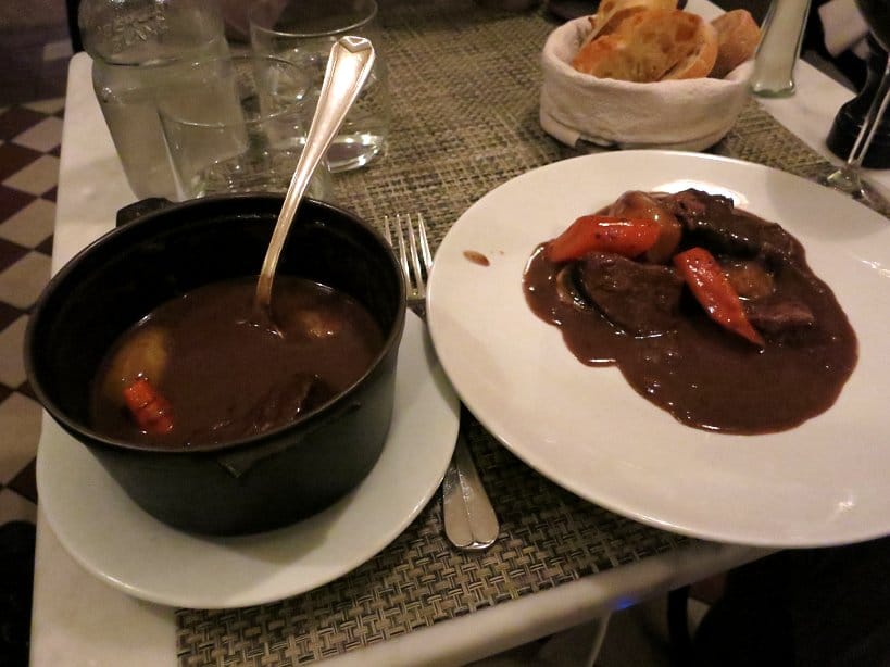 Le P'tit Troquet an affordable restaurant in Paris serving Boeuf Bourguignon