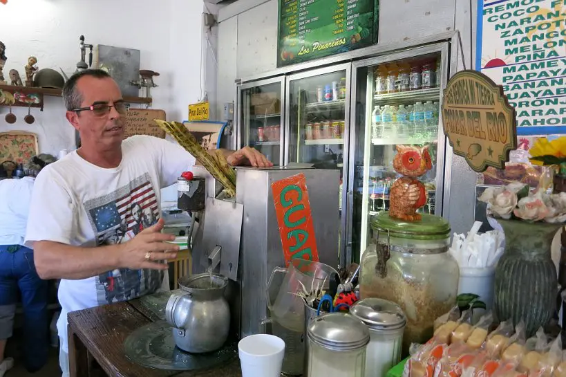 Sugar cane juice at Cuban Restaurant Miami by Authentic Food Quest