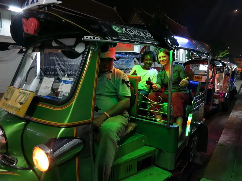 Rosemary and Claire TukTuk Bangkok at night by Authentic Food Quest