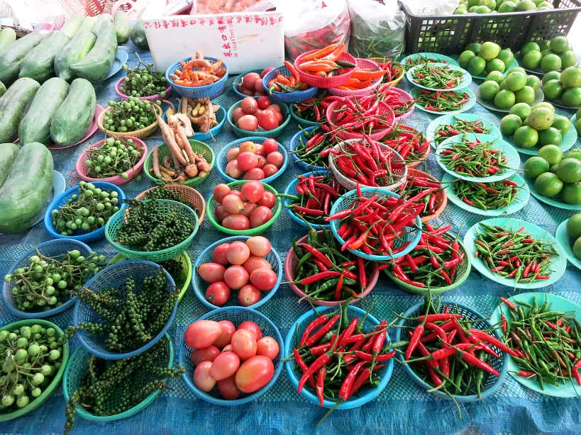 Sathorn Market Vegetable Stall Bangkok Markets Authentic food quest