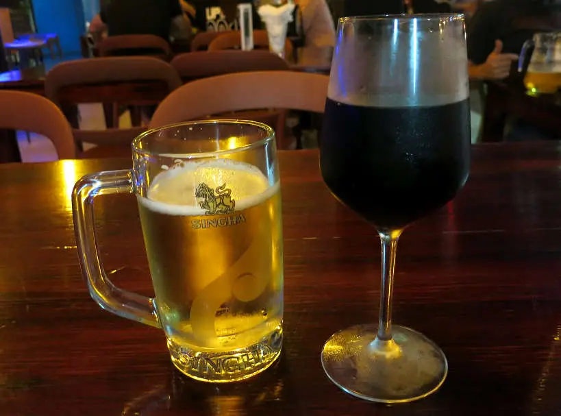 Singha Beer and red Wine Bangkok Authentic Food Quest