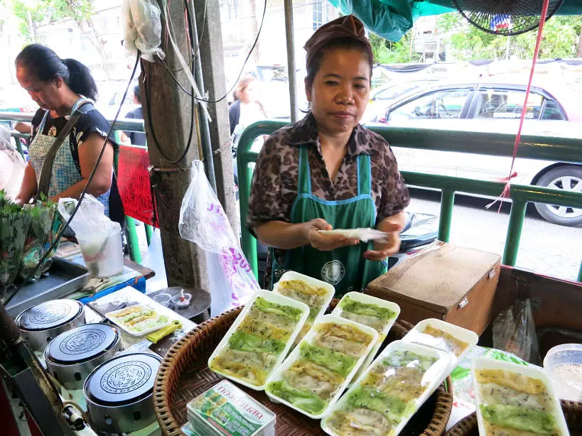 Wang Lang Thai Crepes Vendor Bangkok Markets Authentic Food Quest