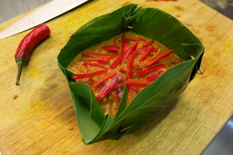Amok Cambodia dish at cooking class by Authentic Food Quest