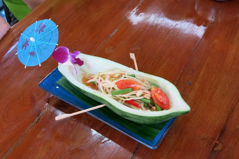 Green Papaya Salad made during our cooking class in Chiang Mai Authentic Food Quest