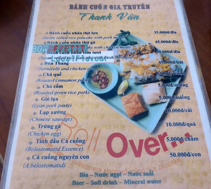 Banh Cuon Gia Truyen Menu Hanoi Restaurant by Authentic Food Quest