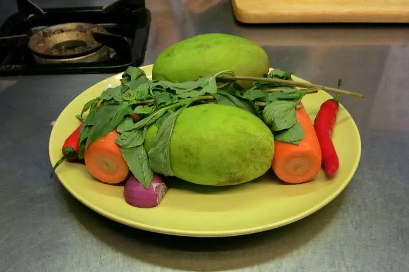 Green Mangoes at La Table Khmere Cambodia Cooking Class Authentic Food Quest