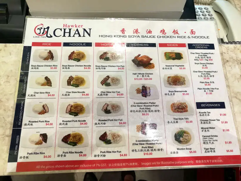 Hawker Chan Menu Singapore Michelin Star by Authentic Food Quest