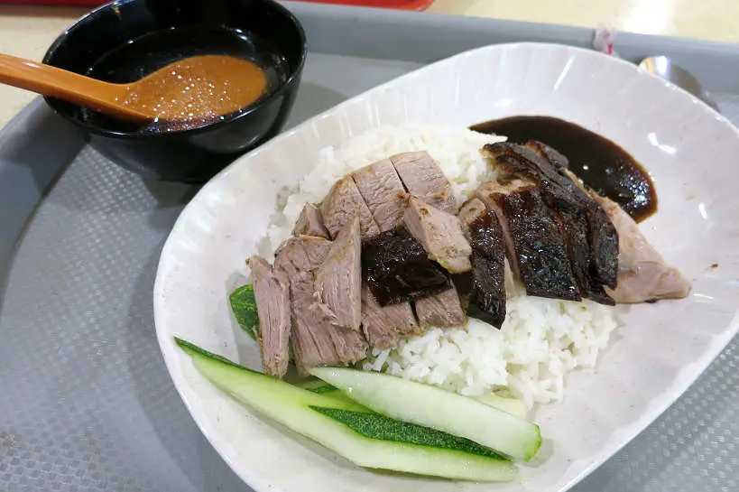 Roasted Hainanese duck with rice Hawkers Centers Singapore by Authentic Food Quest
