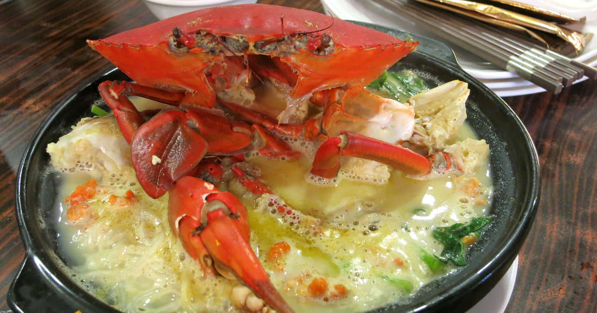 Large bowl of Singapore Crab soup by AuthenticFoodQuest