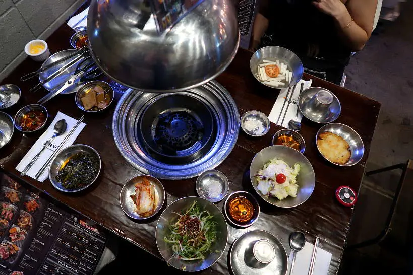 Banchan at Korean BBQ for Best Asian Restaurants in Las Vegas by Authentic Food Quest. Hobak Korean bbq is one of the best Asian restaurants in Las Vegas