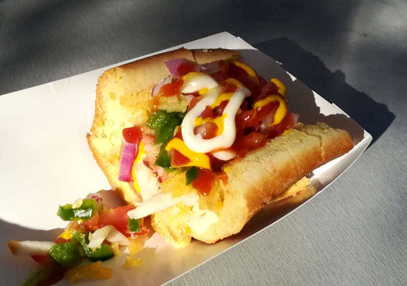 Cheffinis Classic Hot Dog your DLTV option for best-affordable-places-to-eat-off-the-strip-in-Vegas by Authentic Food Quest. This is one of the most affordable places to eat off the strip in Vegas. Don't miss the delightful hotdogs.