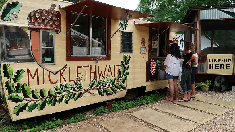 Micklethwait Craft Meats Trailer the best Food Truck BBQ for Austin BBQ Guide by Authentic Food Quest. In our opinion, the best barbecue sausages we had on our quest for the best barbecue in Austin.