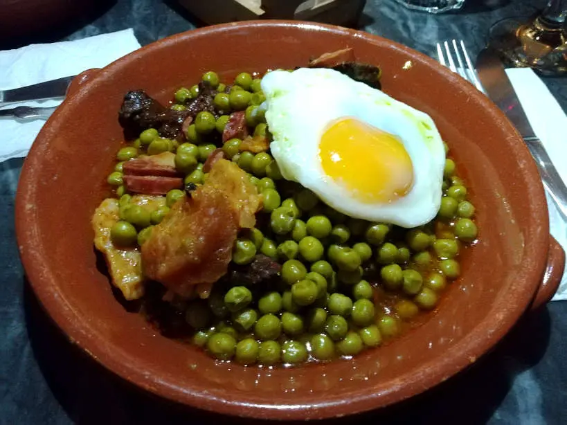 Portuguese Peas and Chorizo Stew at Mascote de Atalaia a lisbon restaurant where locals eat and listen to Fado Authentic Food Quest