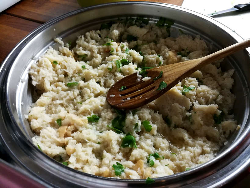 Preparing Acorda for Portuguese foods for Portuguese Dinner for Eating with Portuguese family by Authentic Food Quest