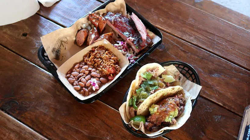 Valentinas BBQ Ribs Plate and Tacos for Best Tex-Mex BBQ in Austin by Authentic Food Quest