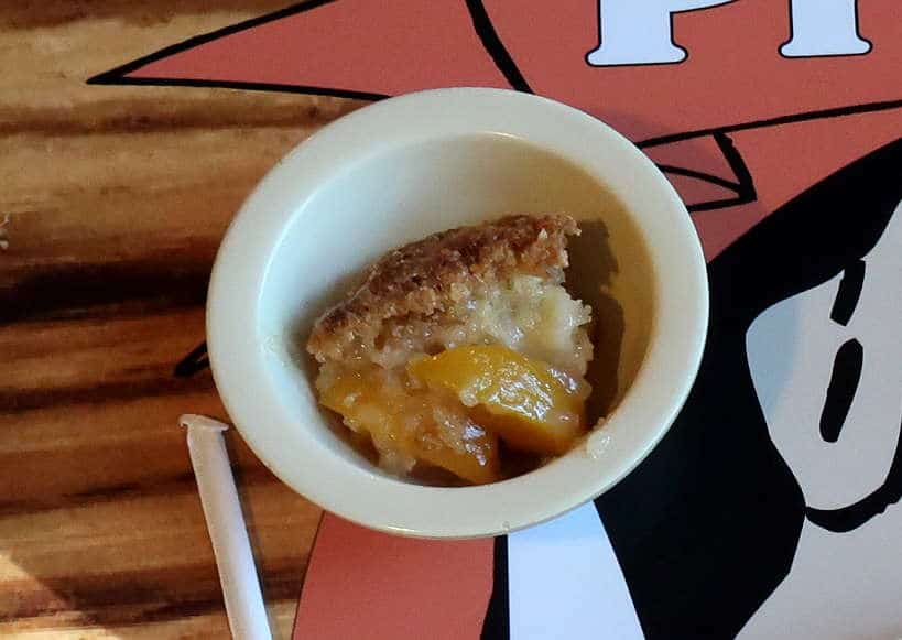 Peach Cobbler at Prosser's BBQ for Best Southern Comfort Foods by Authentic Food Quest