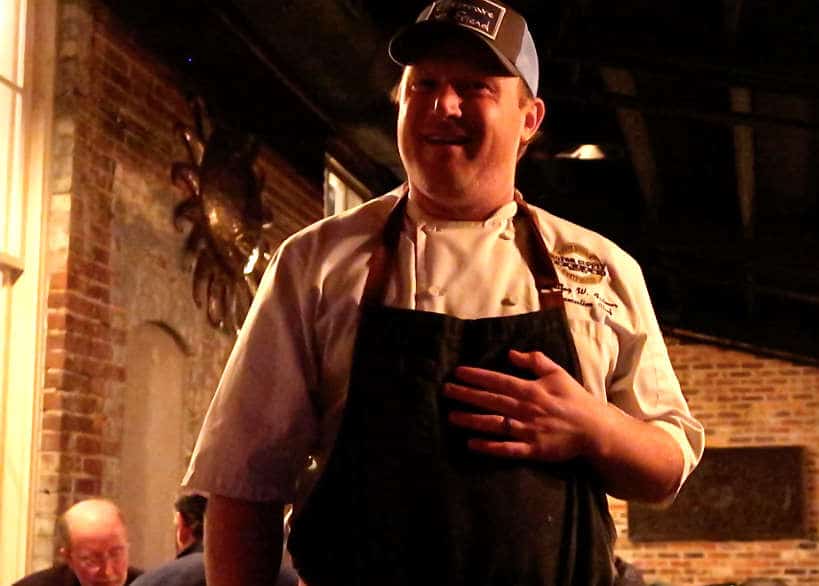 Chef Wes Fulmer at Motor Supply Bistro and Co for Southern Cuisine by Authentic Food Quest. Chef Fulmer and Nathalie Dupree are some of the chefs we spoke to about Southern Cuisine