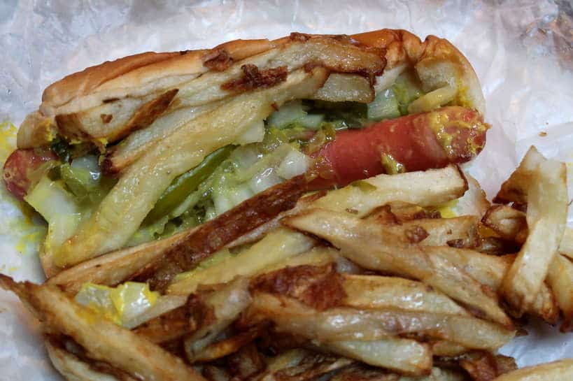 Hot Dog And Fries at Gene's and Jude's Best Hot Dog Place in Chicago Authentic Food Quest