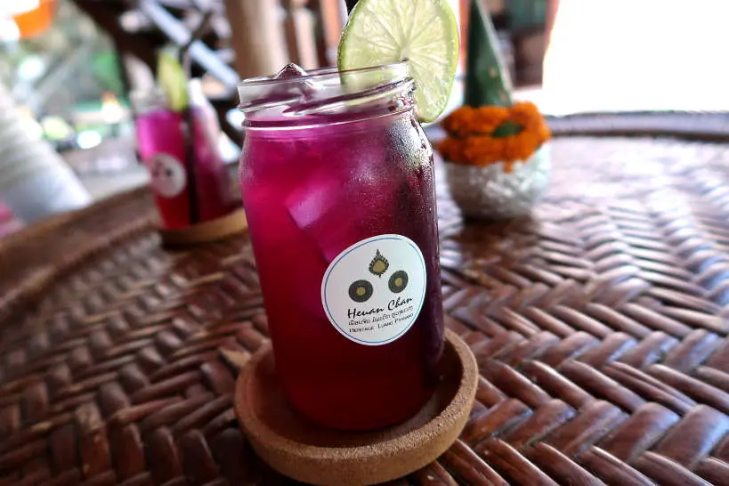 Butterfly Pea Flower Juice for Huen Chan Heritage House by Authentic Food Quest for Luang Prabang cooking class