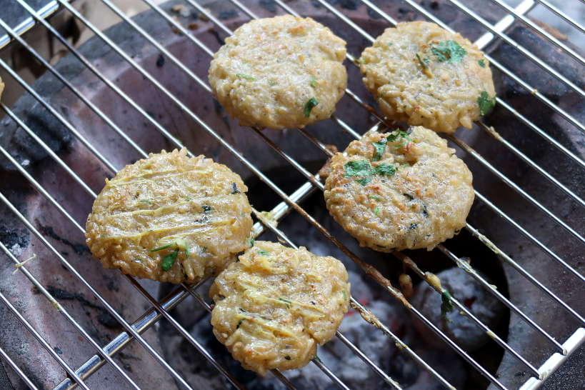 Khao Chii or grilled sticky rice cakes in Cooking Class Luang Prabang by Authentic Food Quest