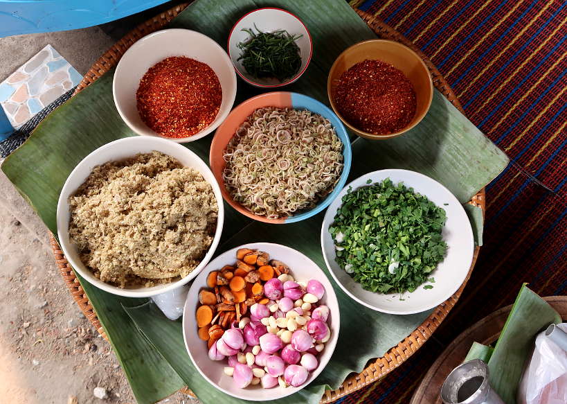 Ingredients to make Northern Thai Sausage by Authentic Food Quest