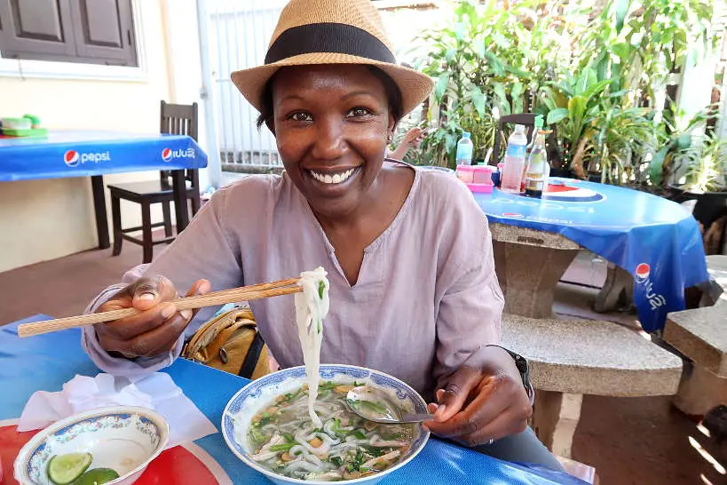 Rosemary at Xieng Thong Noodle Soup Best Restaurant in Luang Prabang Laotian food by Authentic Food Quest