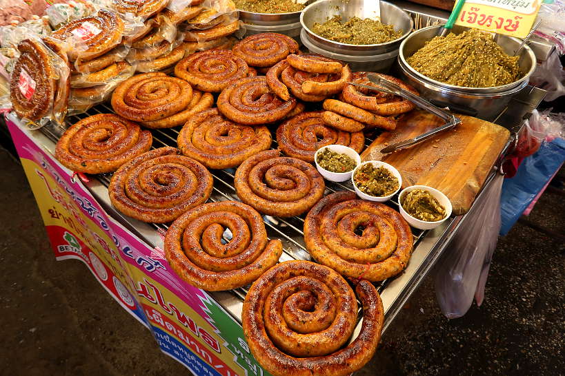 Sai Oua Vendor at Ton Payom Market for Chiang Mai Food by Authentic Food Quest