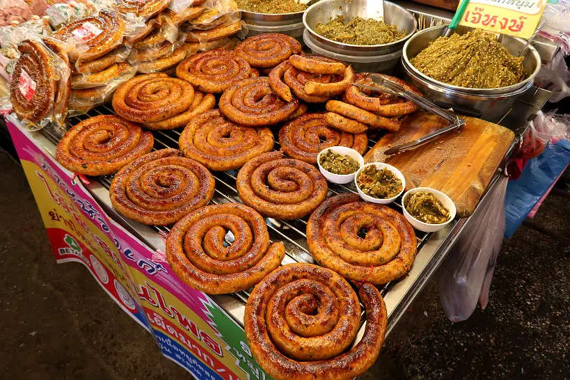 Sai Oua Vendor at Ton Payom Market for Chiang Mai Food by Authentic Food Quest