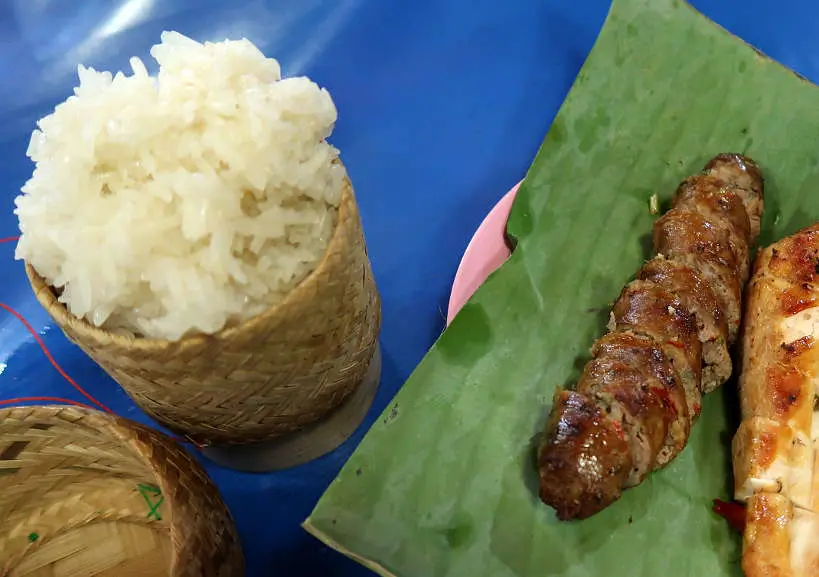 Sticky Rice With Laos Sausage for Laos Food by Authentic Food Quest