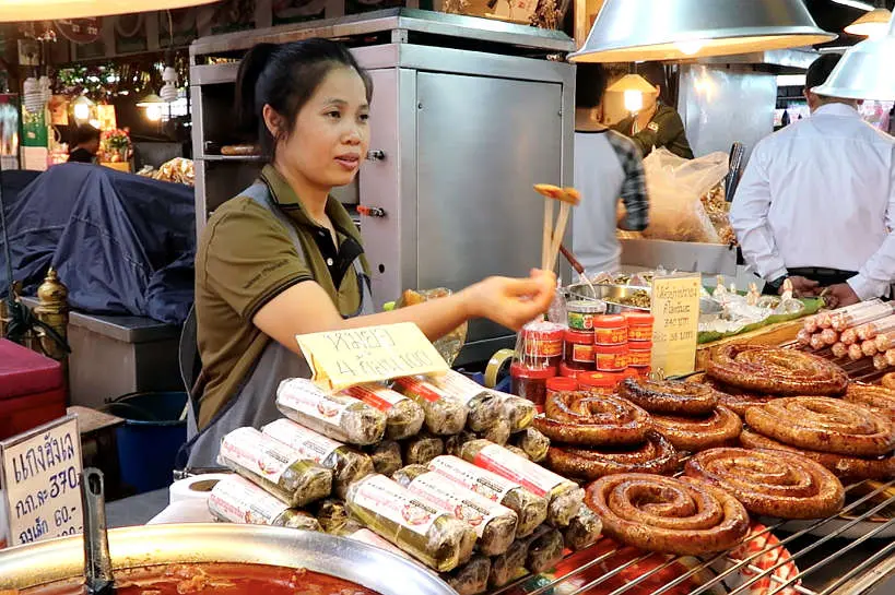 Vendor Northern Thai Sausage At Ton Panyom Market by Authentic Food Quest