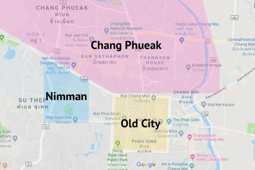 Chiang Mai Map so that you find Where to Stay in Chiang Mai by Authentic Food Quest