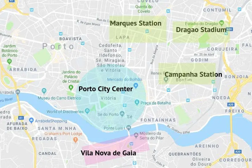 Map of Where to Stay in Porto by Authentic Food Quest