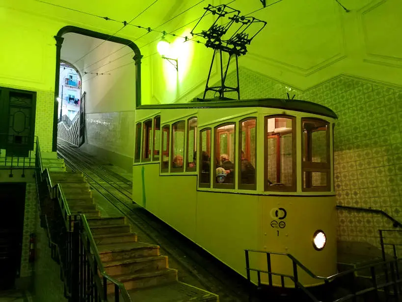 Ascensor da Bica in Lisbon that leads to Bairro Alto by Authentic Food Quest