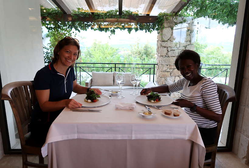 Claire and Rosemary at aEstivum Restaurant at Zornitza Family Estate by Authentic Food Quest