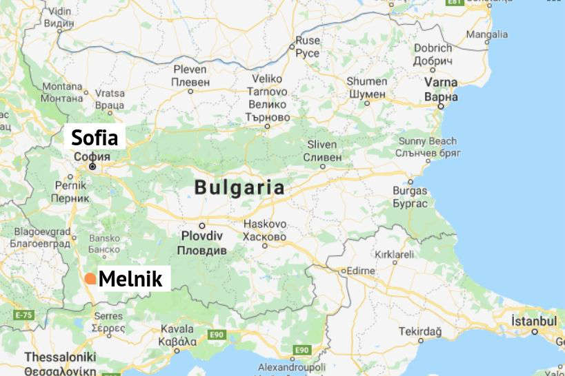 Melnik Bulgarian Red Wine Region Map by Authentic Food Quest.