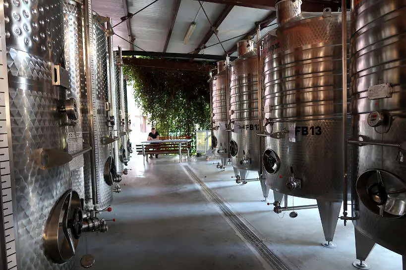 Steel Tank at Villa Yustina Winery Bulgaria by Authentic Food Quest