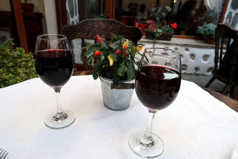 Homemade wine at Bulgarian Restaurants Authenticfoodquest.com