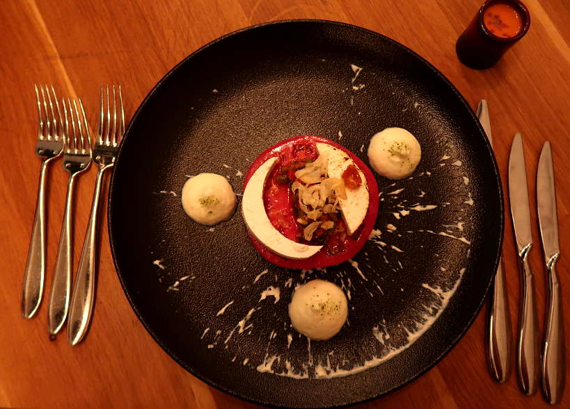 Spatial Tetevan Salad at Cosmos Restaurant Sofia by Authentic Food Quest