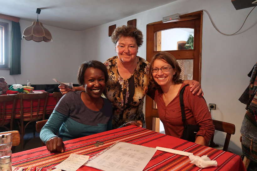 Rosemary and Claire with with Rayna at One of the best Restaurants in Bansko Bulgaria by AuthenticFoodQuest