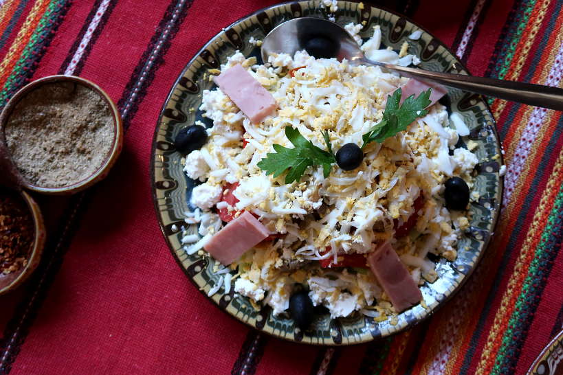 Shepherd's Salad at Baryakova Mehana Restaurant in Bansko Bulgaria by AuthenticFoodQuest