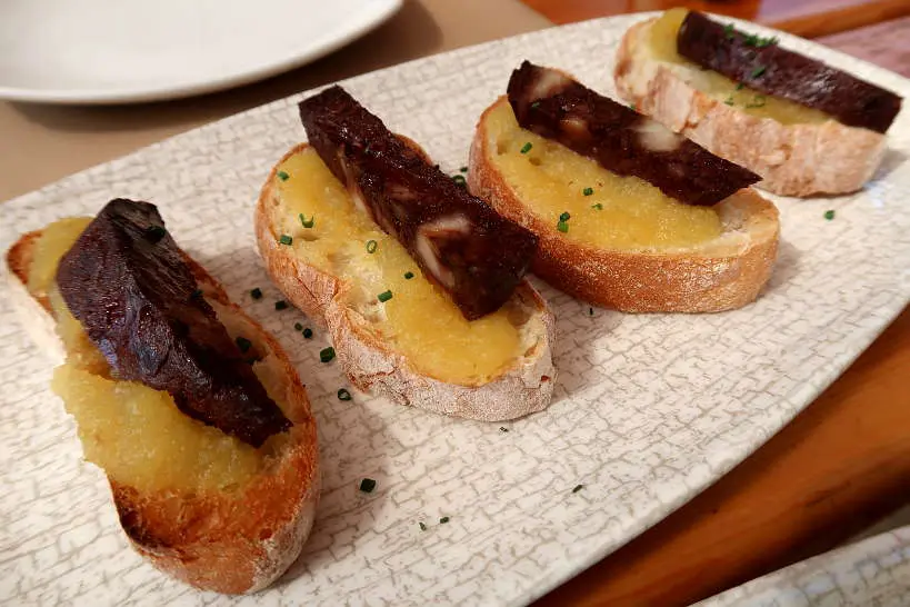 Catalan BLood Sausage toast from Mooma Cidery by AuthenticFoodQuest