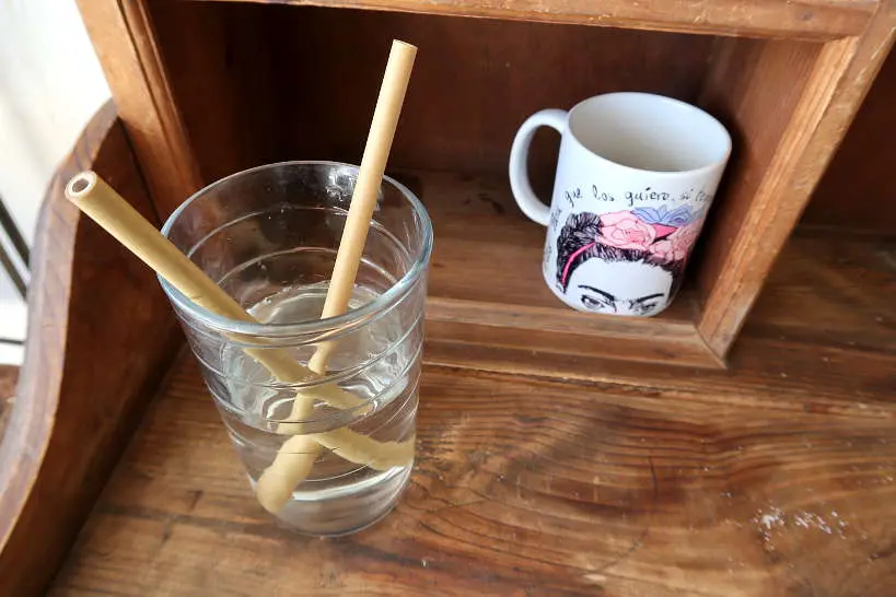 Drinking with bamboo straws to avoid stomach problems after traveling by AuthenticFoodQuest