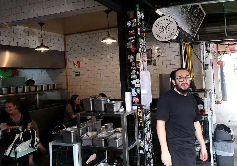 Por Siempre Vegana stand foods in Mexico City by Authentic Food Quest