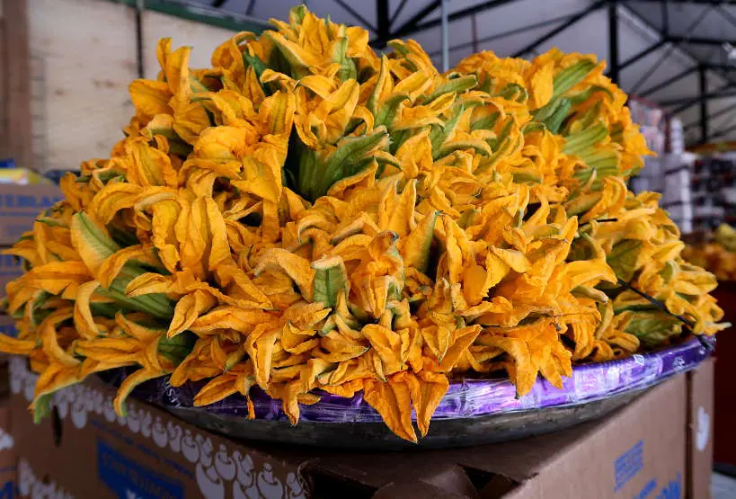 Flor de Calabaza at a food Market in MexicoCity by AuthenticFoodQuest