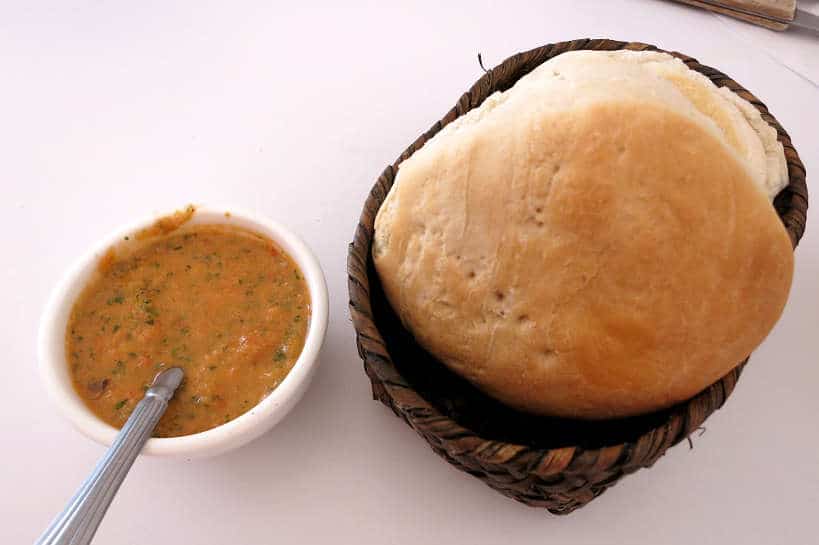 Minced Chilean Pebre Sauce with Chilean Bread by AuthenticFoodQuest