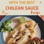 Delightful pan seared sea bass with Chilean pebre sauce
